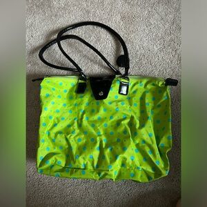 Green + blue polka dot folding bag